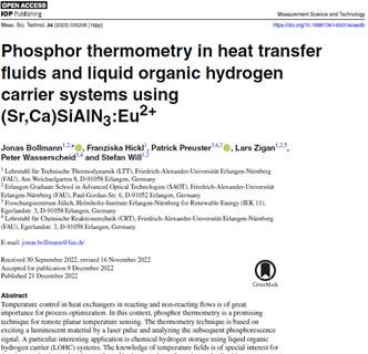 Zum Artikel "Neue Veröffentlichung „Phosphor-Thermometrie in Wärmeträgerölen und LOHCs“"